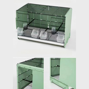 Gabbia per Canarini Impilabile in Metallo Resistente, Accessori per Alimentazione e Abbeveraggio, Voliera Multilivello per Uccelli - Product Image 4