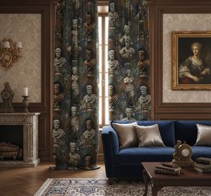 Greco Roman Marble Statue <b>Window</b> Curtains Dense Floral Design 70% Light Blocking Premium Decorative Fabric Panels for Home - Product Image 2