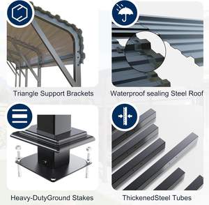 Abri de voiture en acier 10x15 avec base renforcée, garage extérieur robuste, abri thermolaqué pour voitures, bateaux, camions - Garantie de plus de 20 ans - Product Image 6