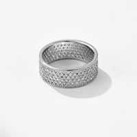 VEWANT Luxuriöser Weißkupfer-Ring mit 18K Gold und Rhodium-Beschichtung, Funkelnd mit CZ-Besatz, Breiter Bandring, Premium-Modeschmuck