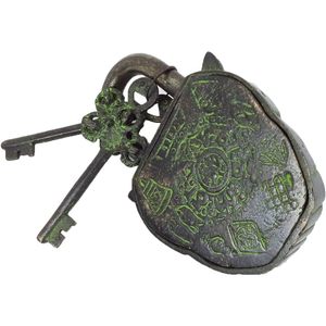 PARIJAT HANDICRAFT Beautiful Brass Garden <b>Padlock</b> with Lion Head Functional Lock and Two Keys - Product Image 1
