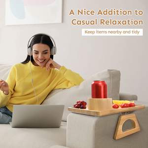 <span class=keywords><strong>Plateau</strong></span> d'accoudoir de canapé pliable personnalisable Organisateur d'accoudoir inclinable portable Plateaux de service <span class=keywords><strong>en</strong></span> <span class=keywords><strong>bambou</strong></span> avec support amovible pour tasse de canapé - Product Image 3
