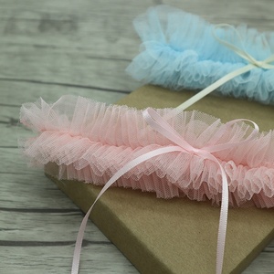 Jarretelles de mariée en tissu maille, à volants simples, jarretelles décoratives avec Mini nœud Long, bon marché - Product Image 5