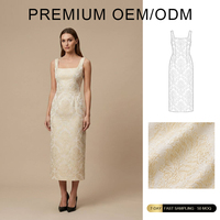 OEM Fabrication de vêtements sur mesure Robe décontractée High Street Fashion Polka Dot Print Waist-Cinching Spaghetti Strap Maxi Dress