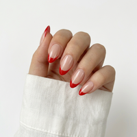 Faux ongles à presser OEM tendance en gros, ongles en acrylique pré-dessinés à couverture complète, fournitures d'ongles en forme d'amande, papillon, stiletto, avec colle
