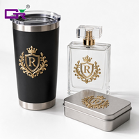 Autocollant de transfert UV DTF personnalisé, étiquette cristalline 3D, feuille d'or et d'argent gaufrée, décalcomanie imperméable pour enveloppe de tasse, bouteille de parfum