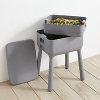 Composteur à vers de grande capacité pour le vermicompostage, ferme à vers à 3 niveaux avec pieds et système d'humidification en chanvre