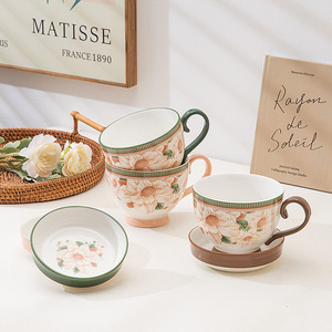 Creative Elegant Camellia Printing 500Ml Breakfast <b>Cup</b> Luxury <b>Tea</b> <b>Cup</b> <b>Set</b> Luxury Porcelain Coffee <b>Cup</b> Ceramic Mug Manufacturer - Product Image 1
