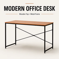 Bureau de travail moderne avec pieds en métal, table en bois antique, bureau d'ordinateur pour chambre à coucher, table d'étude à domicile