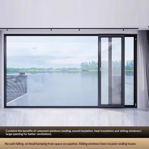 Ventanas <span class=keywords><strong>Corredizas</strong></span> Verticales Modernas <span class=keywords><strong>de</strong></span> Aleación <span class=keywords><strong>de</strong></span> Aluminio, Insonorizadas, con Mampara Plegable <span class=keywords><strong>de</strong></span> Acero Inoxidable para Balcón - Product Image 5