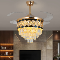 Ventilateur de plafond en cristal avec lumière, ventilateur silencieux à télécommande pour salon, lumière moderne pour chambre à coucher