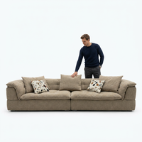 Canapé sectionnel moderne en tissu de 3,36 m, style italien, rembourré et moelleux, 3 places, canapé nuage