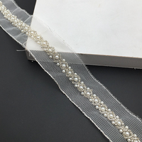 Ruban en organza tressé avec perles 3D et fil métallique, idéal pour la confection de vêtements de mariée, la décoration intérieure et les cadeaux (vente en gros)