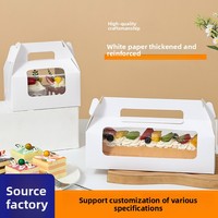 Boîte d'emballage carrée pour gâteau roulé et mousse, boîte à emporter transparente en papier blanc pour gâteau, emballage alimentaire