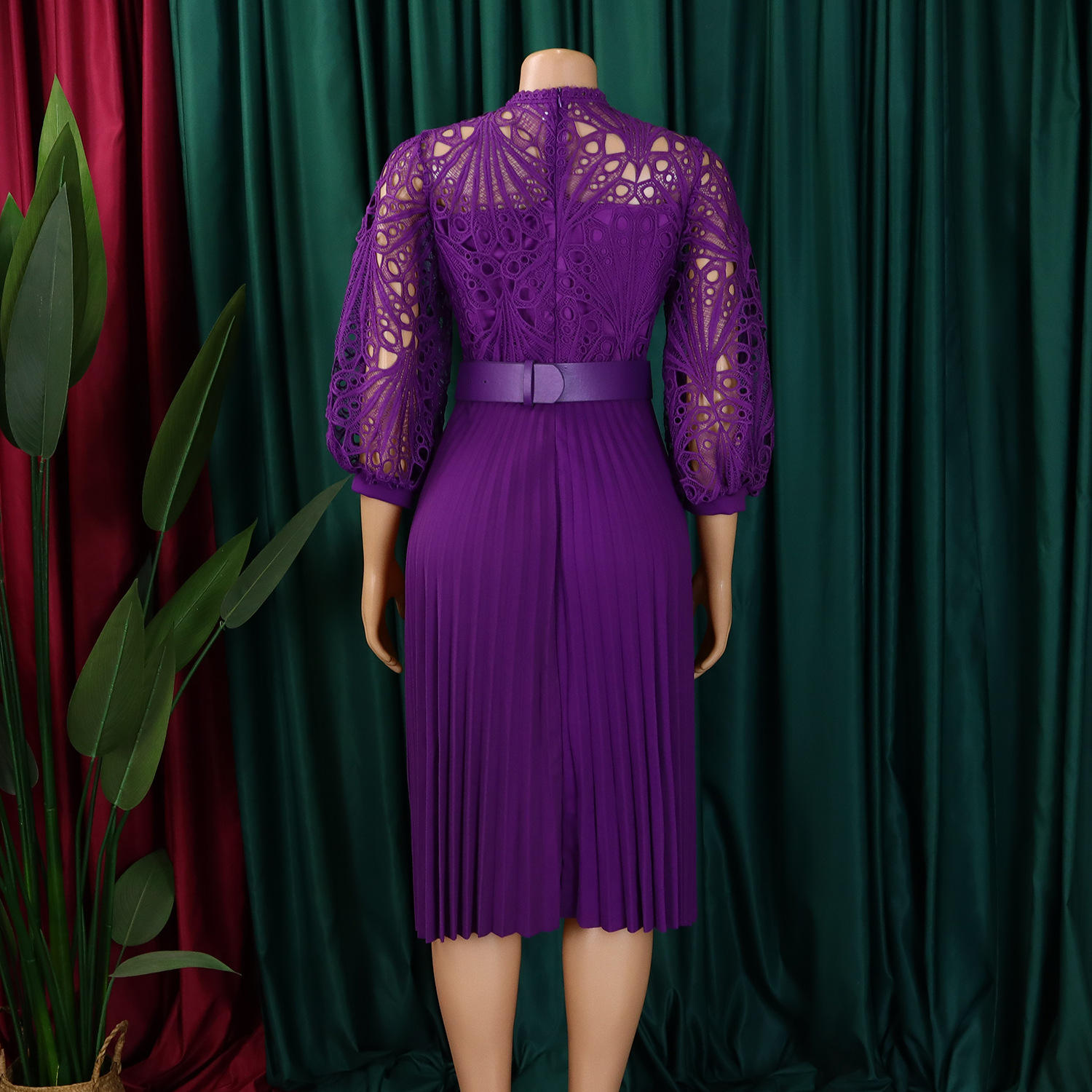 lace and chiffon dresses Plus Size Long Sleeves Bodycon V-Neck Lace Top Wedding Dress with Chiffon main image 1