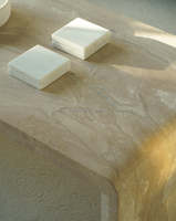 Table basse rectangulaire classique en travertin, table basse en marbre à bord cascade, table basse de salon, design de table à thé