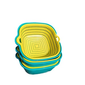 Égouttoir carré en plastique avec poignée 28x25x10cm, panier de lavage de légumes de cuisine, bac de rangement taille M - Product Image 5