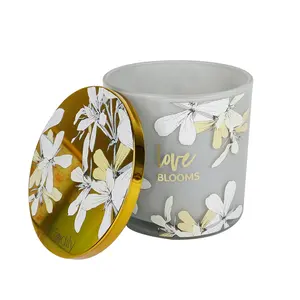 OEM Custom Flower Pattern Home Decor Candle Glass Jar Soy Blend Wax Candles Scented Luxury For Mother's Day