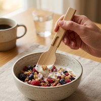 Ensemble de cuillères en bambou modulaires empilables, écologiques, en bambou naturel, mini-spatule à beurre, mini-spatule à confiture pour le petit-déjeuner