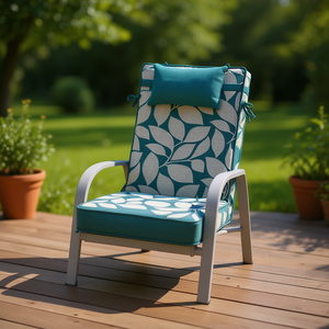 Cuscini per Sedie da Giardino 120x55x8cm, Comodi Cuscini da Esterno Leggermente Idrorepellenti con Cinghie di Fissaggio e Imbottitura in Schiuma - Product Image 2