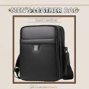 Sac à bandoulière en cuir de vachette haut de gamme pour hommes véritable couche supérieure sac à dos à bandoulière Vertical en cuir véritable pour un usage professionnel décontracté - Product Image 2