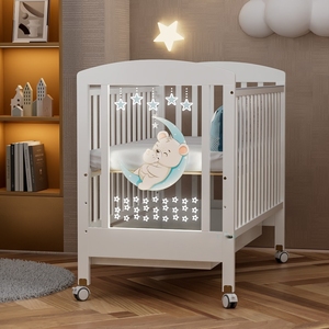 Nuovi arrivi <span class=keywords><strong>bianco</strong></span> in legno di pino massello comodino culla per bambini letto culla per bambini con interessanti motivi di cartone animato illuminazione - Product Image 3