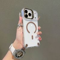 Étui de téléphone transparent magnétique de luxe en acrylique avec charge sans fil pour 18 Pro Max/17/16/15/14 Plus