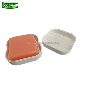 Bambusfaser-Reisezeifenhalter mit Deckel rund quadratisch Dusche Seife-Schale Behälter Bad Seifen-Schale