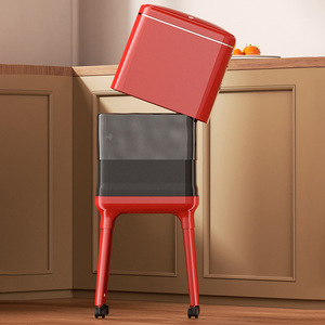 Tall Portable Trash Can With Lid Rectangular Indoor Use For Kitchen And Living Room High Capacity No Bending Required - Product Image 4