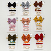 4 pièces/lot Crochet marguerite bébé filles cheveux arcs velours Snap Bobby tricoté élastique Nylon bandeaux cheveux accessoires ensemble pour enfants