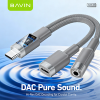 Kabel Audio BAVIN Mobile Phone Music Charging 2 in 1 AUX65 USB C Male ke 3.5mm Female Jack AUX