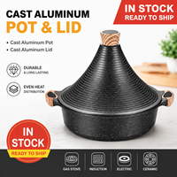 Marmite à tajine en aluminium moulé sous pression, antiadhésive, pour ragoûts et soupes, avec couvercle, compatible induction, en stock, OEM