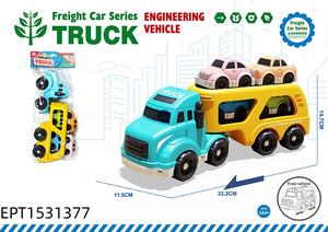 EPT 18M+ Juego de Camiones de Transporte de Plástico con Fricción y Diseño de Dibujos Animados con 4 Mini Coches para Niños Pequeños - Product Image 2