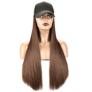 De moda de 24 pulgadas gorra de béisbol sombrero peluca recta larga Peluca de viaje al aire libre peluca sombreros pelucas de pelo <span class=keywords><strong>con</strong></span> sombreros - Product Image 3