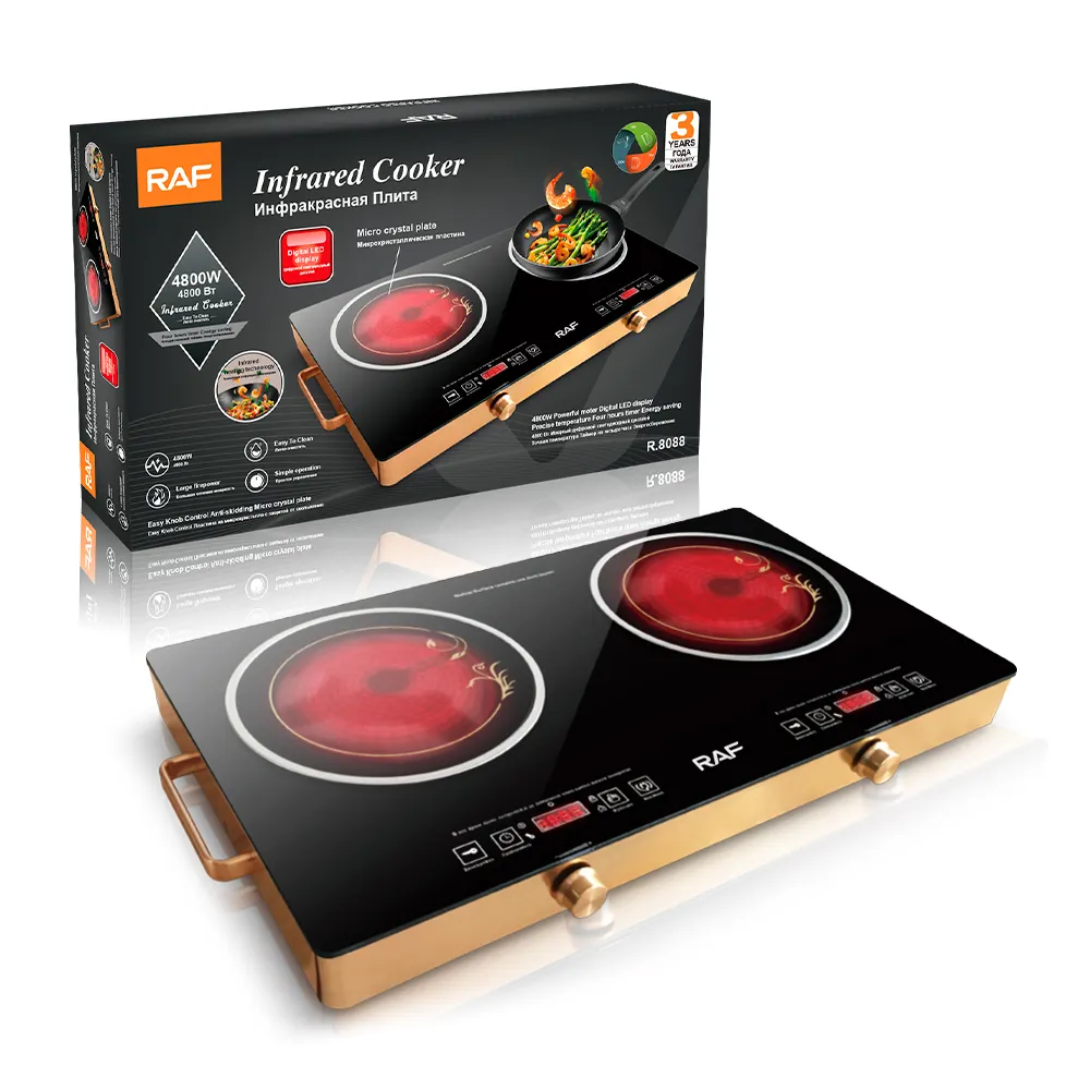Premium Brand RAF Double Burner Cooktop Touch Sensor Touchinfrared Cooker Built-in Infrared Cookers