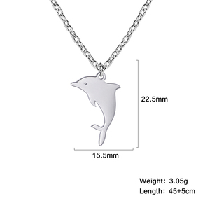 18k الذهب مطلي قلادة مجوهرات من صلب لا يصدأ لطيف طقم مجوهرات دولفين الحيوان قلادة قابل للتعديل النساء أزياء المختنق - Product Image 6