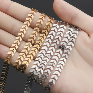 Chaîne en forme de flèche en acier inoxydable, 6mm, or et argent, pour la fabrication de bracelets, accessoires de bijouterie H1150 - Product Image 3