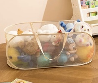 Panier de rangement pour jouets d'enfants en maille écologique rectangulaire moderne de grande capacité avec poignées portables, bac de rangement pour garage