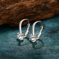 1ct Original Boucles d'oreilles en argent sterling 925 Moissanite Sparkling 6.5mm D Color VVS1 Clips d'oreilles uniques pour femmes