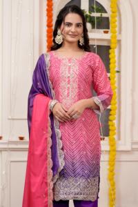 ชุดเดรสลำลอง3ชิ้นผ้าไหมจีนแท้พิมพ์ลายดิจิทัล - Product Image 4