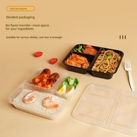 Boîtes à lunch jetables carrées en plastique PP de 1000 ml, à 2, 3 ou 4 compartiments, pour plats à emporter