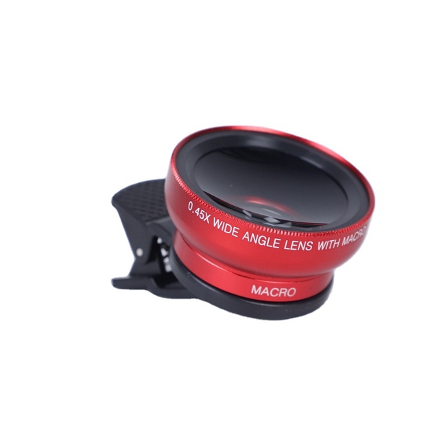 12.5X Mixed Color 2 in 1 Clip Phone Camera Lenses 0.45X 37mm Wide Angle Macro Fish Eye Lens for Phone