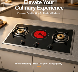 Table de cuisson polyvalente 2 gaz + 1 infrarouge |   Encastrable, verre trempé, multi-combustibles, idéal pour <span class=keywords><strong>les</strong></span> chefs à domicile - Product Image 3