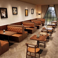 Meubles de restaurant commerciaux sur mesure en gros, table et chaises en bois pour café, banquette en cuir double face, ensemble de sièges pour banquette