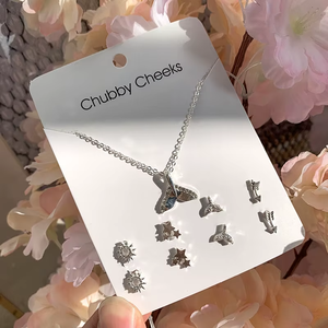 Juego de Joyería de 5 Piezas con Collar y Aretes de Plata con Cristales de Imitación, Cruz, Corazón, Copo de Nieve y Flor, Regalo de Boda para Mujer - Product Image 2