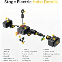 APAX CRANE 500kg IP66 Baru yang Disetujui CE, Remote Control Electric Chain Hoist 220V/380V/440V Truss Stage Hoist dengan Garansi 1 Tahun