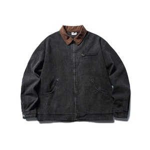 Chaqueta vaquera de primavera para hombre, estilo Retro Vintage, ropa de trabajo desgastada lavada japonesa americana, solapa, aspecto Vintage de moda - Product Image 5