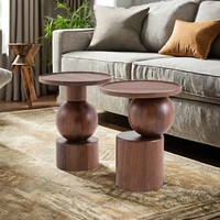 Table basse d'appoint en bois simple et moderne base en forme de cône à dessus rond table d'appoint de lit au design unique pour la maison petite table d'appoint