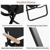 Chaise de camping portable robuste, moderne, compacte, pliable, pour le plein air, la randonnée, la plage, la pêche, légère, durable, en fer et en bois massif