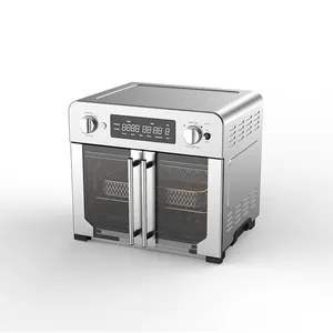 2023 Guangdong Edelstahl Französisch Tür Digital Air Fryer Ofen 23L Rotierender Toaster Ofen Konvektion Elektrischer Luftofen